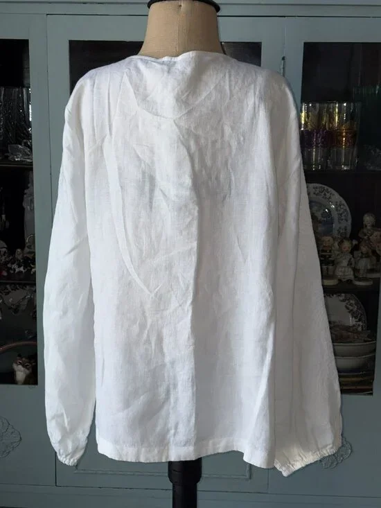 Tommy Bahama Top XL Beachy White Linen Top NWT - Picture 2 of 5